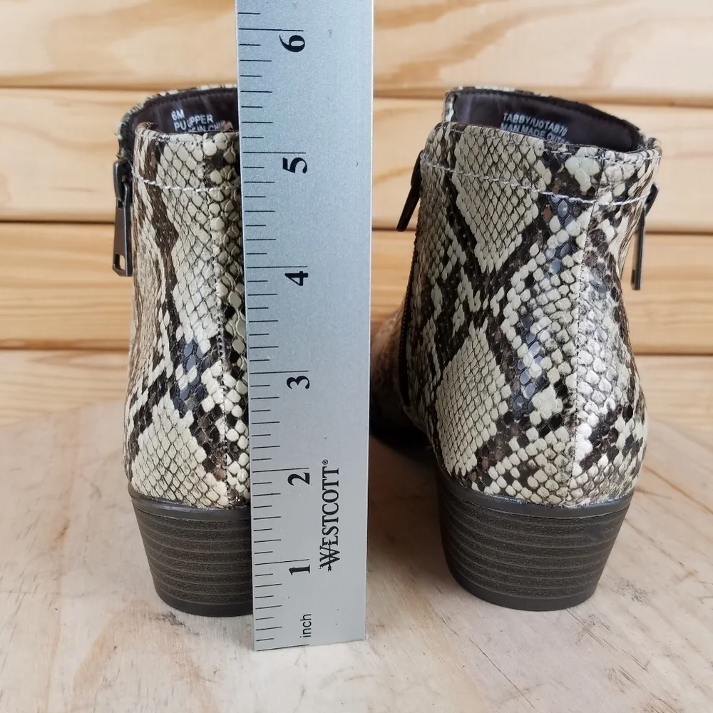 Union Bay 6 US Tabby Faux Snakeskin Double Zip Ankle Booties Biker Boots NEW